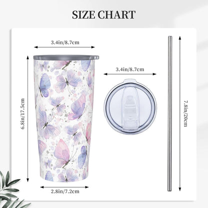 Blue White Porcelain Pattern Tumbler,Ceramics Flower 20oz Stainless Steel Insulated Travel Tumblers,Travel Coffee Mug with Lid and Straw Water Bottle Drink Cups Gifts for Women Men Lovers