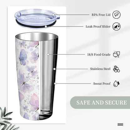Blue White Porcelain Pattern Tumbler,Ceramics Flower 20oz Stainless Steel Insulated Travel Tumblers,Travel Coffee Mug with Lid and Straw Water Bottle Drink Cups Gifts for Women Men Lovers