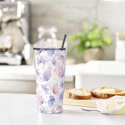 Blue White Porcelain Pattern Tumbler,Ceramics Flower 20oz Stainless Steel Insulated Travel Tumblers,Travel Coffee Mug with Lid and Straw Water Bottle Drink Cups Gifts for Women Men Lovers