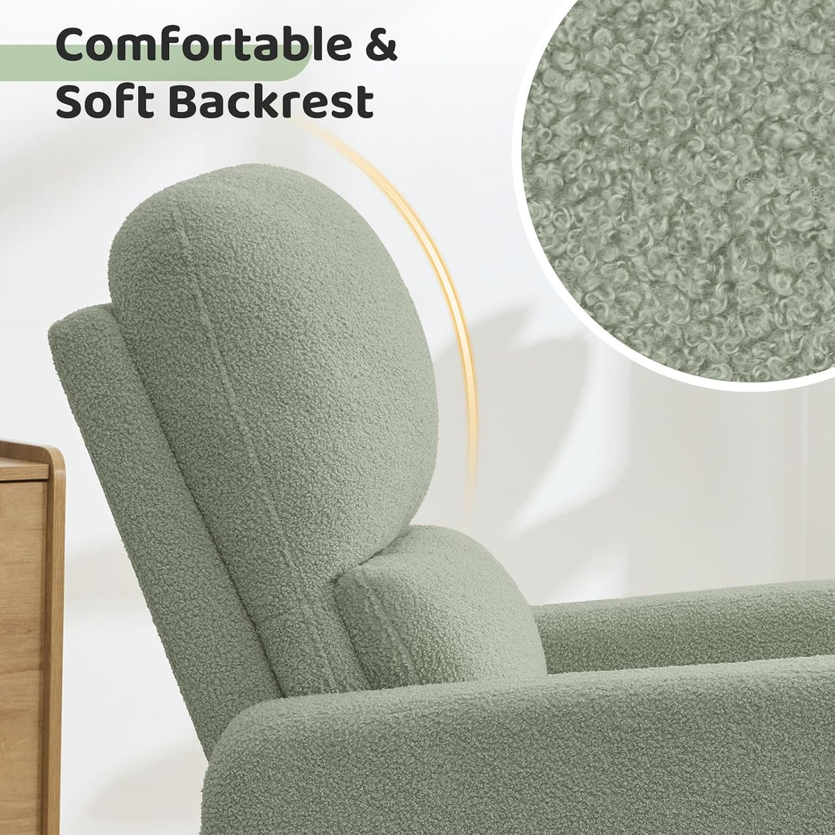 Swivel Rocker Recliner, Oversized Manual Nursery Glider Rocking Recliner Chair with Removable Cushion, Upholstered Corduroy Swivel Reclining Chair for Nursery Living Room Bedroom, Camel