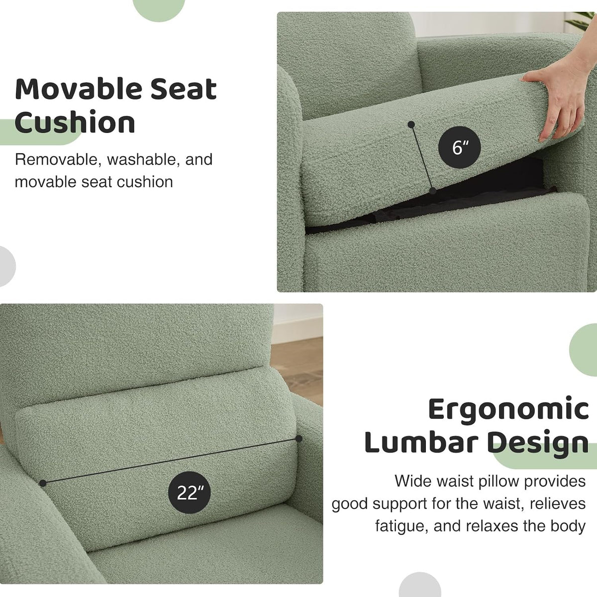 Swivel Rocker Recliner, Oversized Manual Nursery Glider Rocking Recliner Chair with Removable Cushion, Upholstered Corduroy Swivel Reclining Chair for Nursery Living Room Bedroom, Camel