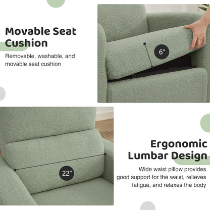 Swivel Rocker Recliner, Oversized Manual Nursery Glider Rocking Recliner Chair with Removable Cushion, Upholstered Corduroy Swivel Reclining Chair for Nursery Living Room Bedroom, Camel