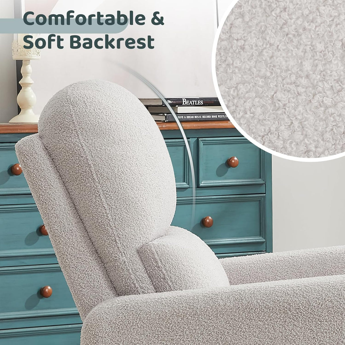 Swivel Rocker Recliner, Oversized Manual Nursery Glider Rocking Recliner Chair with Removable Cushion, Upholstered Corduroy Swivel Reclining Chair for Nursery Living Room Bedroom, Camel
