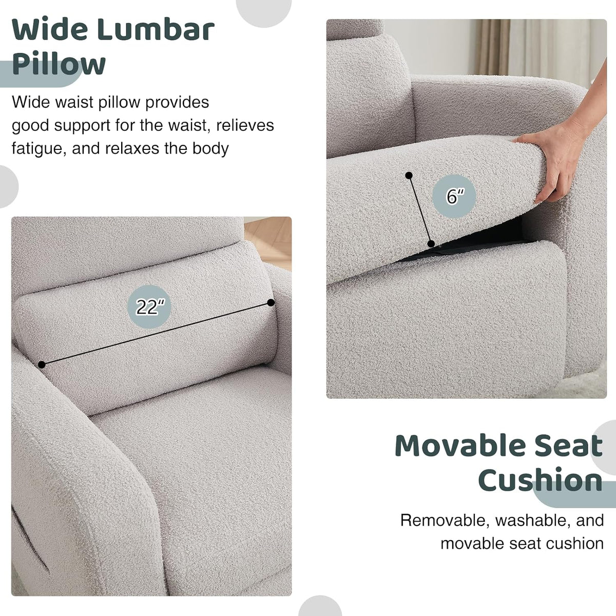 Swivel Rocker Recliner, Oversized Manual Nursery Glider Rocking Recliner Chair with Removable Cushion, Upholstered Corduroy Swivel Reclining Chair for Nursery Living Room Bedroom, Camel