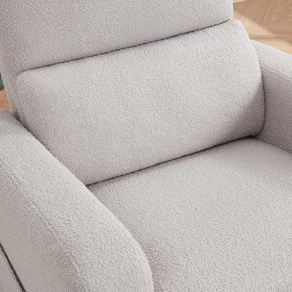Swivel Rocker Recliner, Oversized Manual Nursery Glider Rocking Recliner Chair with Removable Cushion, Upholstered Corduroy Swivel Reclining Chair for Nursery Living Room Bedroom, Camel