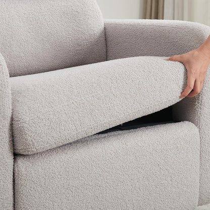 Swivel Rocker Recliner, Oversized Manual Nursery Glider Rocking Recliner Chair with Removable Cushion, Upholstered Corduroy Swivel Reclining Chair for Nursery Living Room Bedroom, Camel