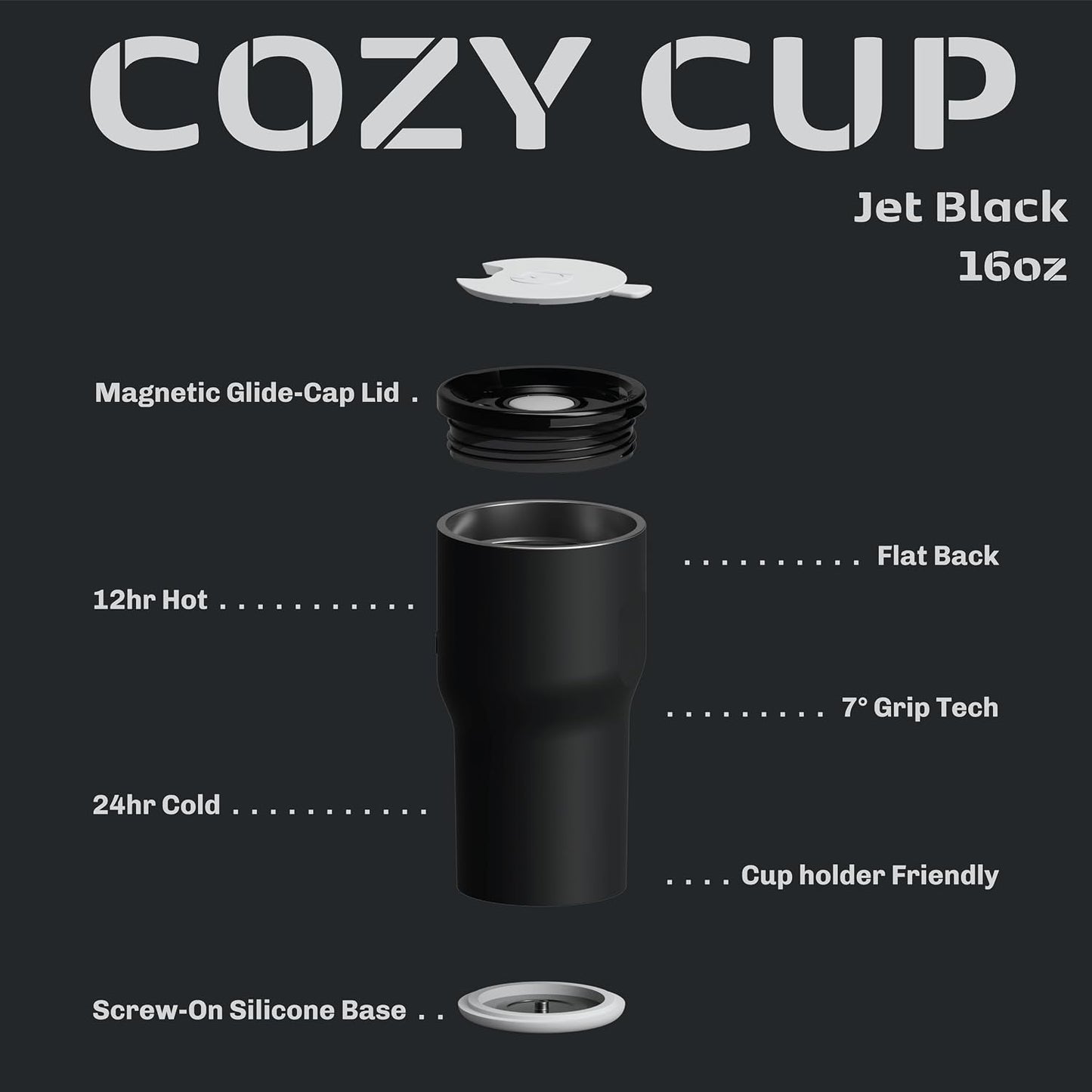 16oz Stainless Steel Tumbler Water Bottle - Spill-Proof Screw-On Lid, Insulated, Straw Compatible, BPA-Free - 12hr Hot/24hr Cold, Fits Cup Holders - Pink Algae