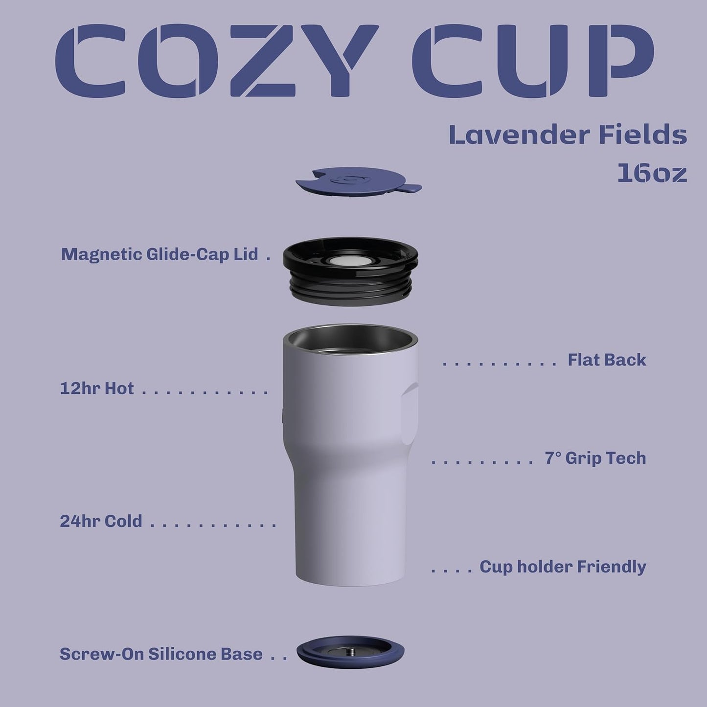 16oz Stainless Steel Tumbler Water Bottle - Spill-Proof Screw-On Lid, Insulated, Straw Compatible, BPA-Free - 12hr Hot/24hr Cold, Fits Cup Holders - Pink Algae