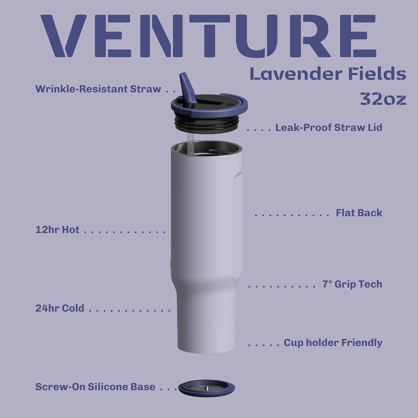 16oz Stainless Steel Tumbler Water Bottle - Spill-Proof Screw-On Lid, Insulated, Straw Compatible, BPA-Free - 12hr Hot/24hr Cold, Fits Cup Holders - Pink Algae