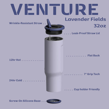 16oz Stainless Steel Tumbler Water Bottle - Spill-Proof Screw-On Lid, Insulated, Straw Compatible, BPA-Free - 12hr Hot/24hr Cold, Fits Cup Holders - Pink Algae