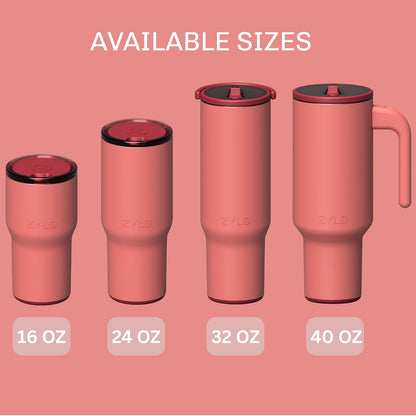 16oz Stainless Steel Tumbler Water Bottle - Spill-Proof Screw-On Lid, Insulated, Straw Compatible, BPA-Free - 12hr Hot/24hr Cold, Fits Cup Holders - Pink Algae