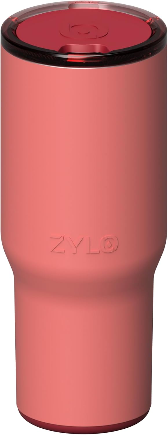 16oz Stainless Steel Tumbler Water Bottle - Spill-Proof Screw-On Lid, Insulated, Straw Compatible, BPA-Free - 12hr Hot/24hr Cold, Fits Cup Holders - Pink Algae
