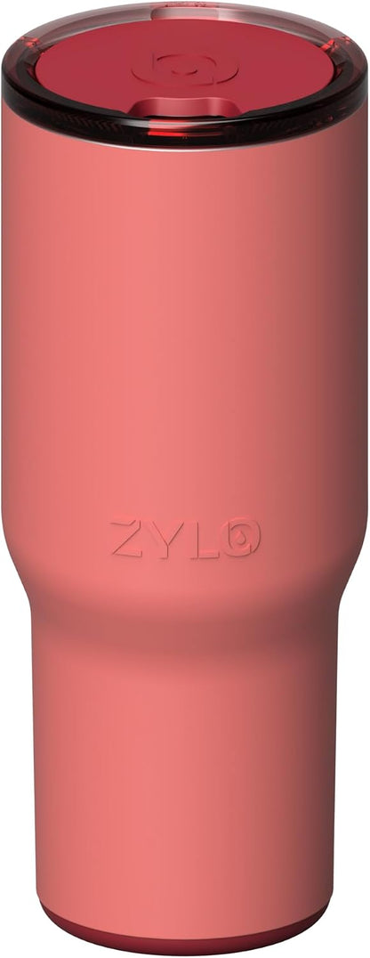 16oz Stainless Steel Tumbler Water Bottle - Spill-Proof Screw-On Lid, Insulated, Straw Compatible, BPA-Free - 12hr Hot/24hr Cold, Fits Cup Holders - Pink Algae