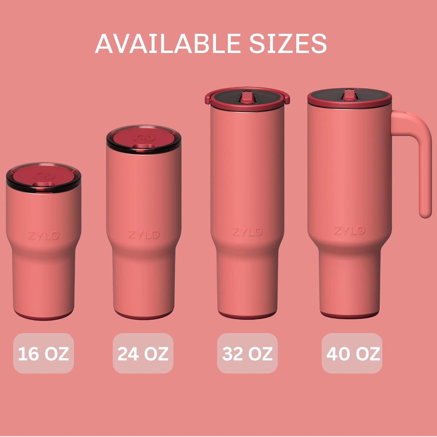 16oz Stainless Steel Tumbler Water Bottle - Spill-Proof Screw-On Lid, Insulated, Straw Compatible, BPA-Free - 12hr Hot/24hr Cold, Fits Cup Holders - Pink Algae