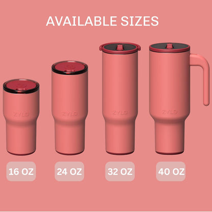16oz Stainless Steel Tumbler Water Bottle - Spill-Proof Screw-On Lid, Insulated, Straw Compatible, BPA-Free - 12hr Hot/24hr Cold, Fits Cup Holders - Pink Algae