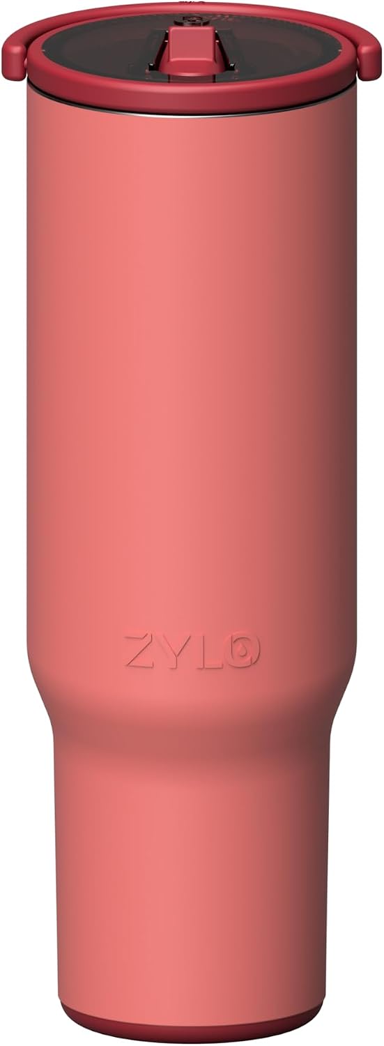 16oz Stainless Steel Tumbler Water Bottle - Spill-Proof Screw-On Lid, Insulated, Straw Compatible, BPA-Free - 12hr Hot/24hr Cold, Fits Cup Holders - Pink Algae