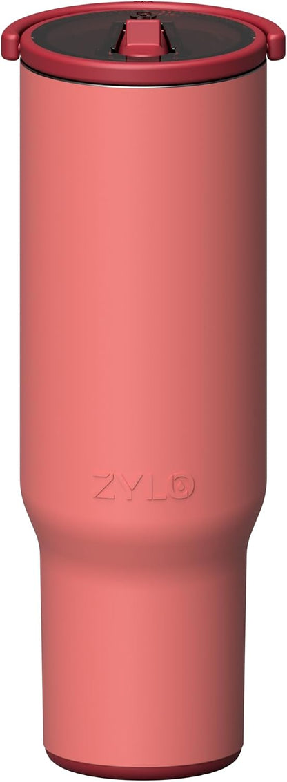 16oz Stainless Steel Tumbler Water Bottle - Spill-Proof Screw-On Lid, Insulated, Straw Compatible, BPA-Free - 12hr Hot/24hr Cold, Fits Cup Holders - Pink Algae