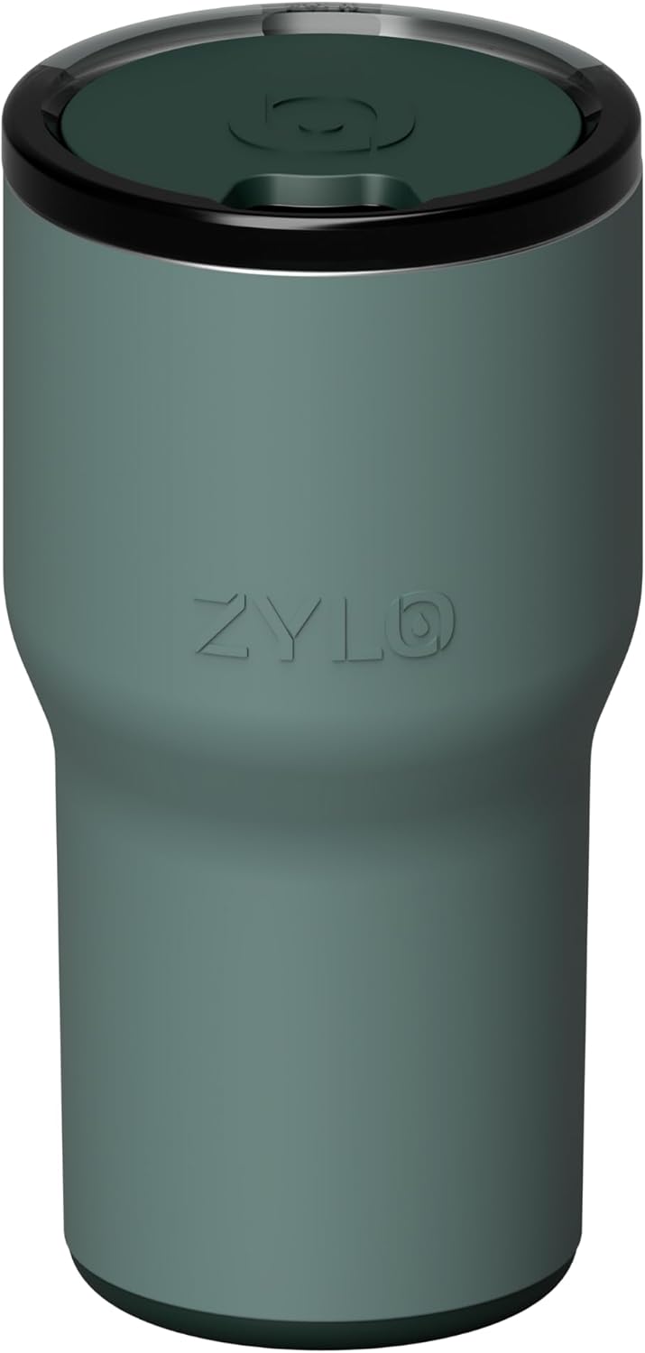 16oz Stainless Steel Tumbler Water Bottle - Spill-Proof Screw-On Lid, Insulated, Straw Compatible, BPA-Free - 12hr Hot/24hr Cold, Fits Cup Holders - Pink Algae