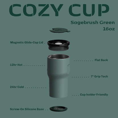 16oz Stainless Steel Tumbler Water Bottle - Spill-Proof Screw-On Lid, Insulated, Straw Compatible, BPA-Free - 12hr Hot/24hr Cold, Fits Cup Holders - Pink Algae