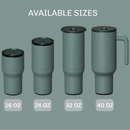 16oz Stainless Steel Tumbler Water Bottle - Spill-Proof Screw-On Lid, Insulated, Straw Compatible, BPA-Free - 12hr Hot/24hr Cold, Fits Cup Holders - Pink Algae