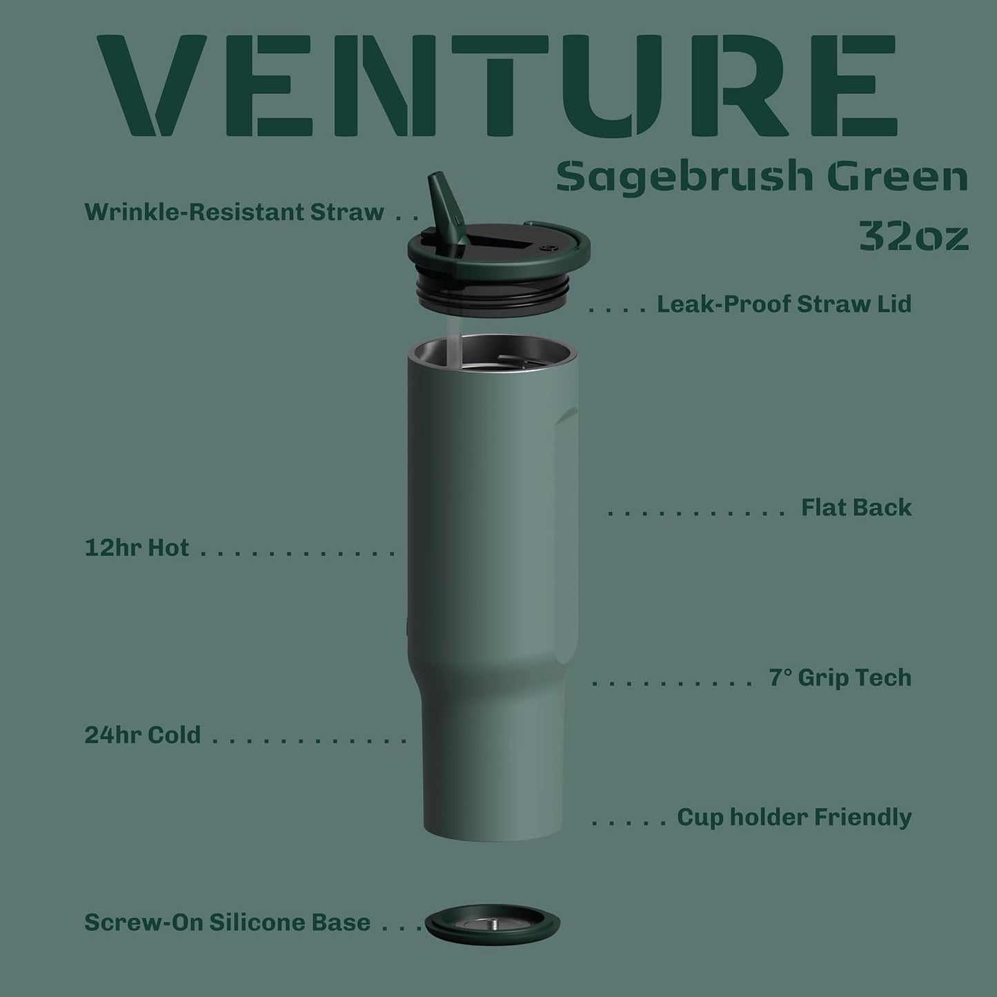 16oz Stainless Steel Tumbler Water Bottle - Spill-Proof Screw-On Lid, Insulated, Straw Compatible, BPA-Free - 12hr Hot/24hr Cold, Fits Cup Holders - Pink Algae