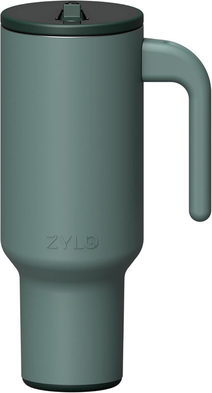 16oz Stainless Steel Tumbler Water Bottle - Spill-Proof Screw-On Lid, Insulated, Straw Compatible, BPA-Free - 12hr Hot/24hr Cold, Fits Cup Holders - Pink Algae