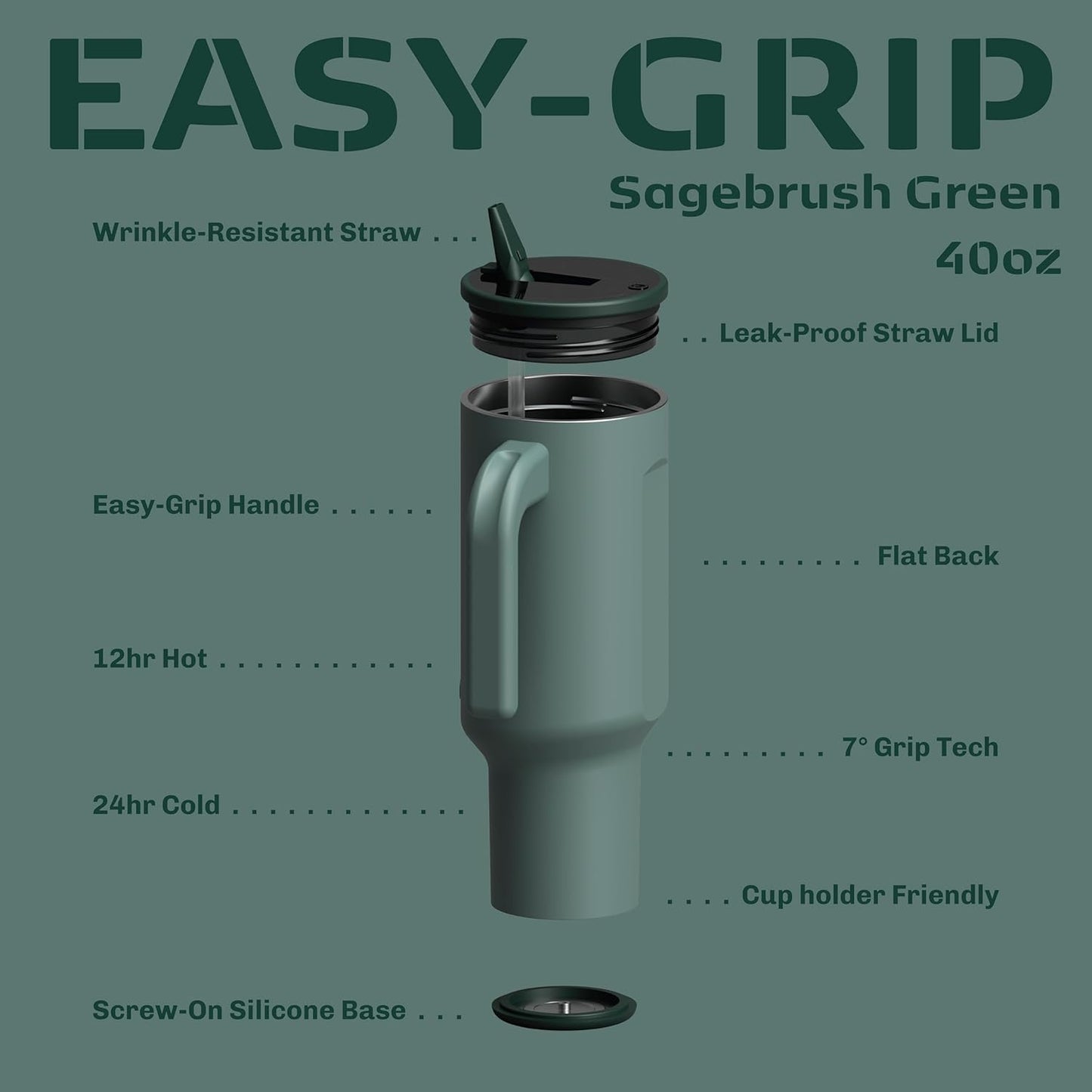 16oz Stainless Steel Tumbler Water Bottle - Spill-Proof Screw-On Lid, Insulated, Straw Compatible, BPA-Free - 12hr Hot/24hr Cold, Fits Cup Holders - Pink Algae