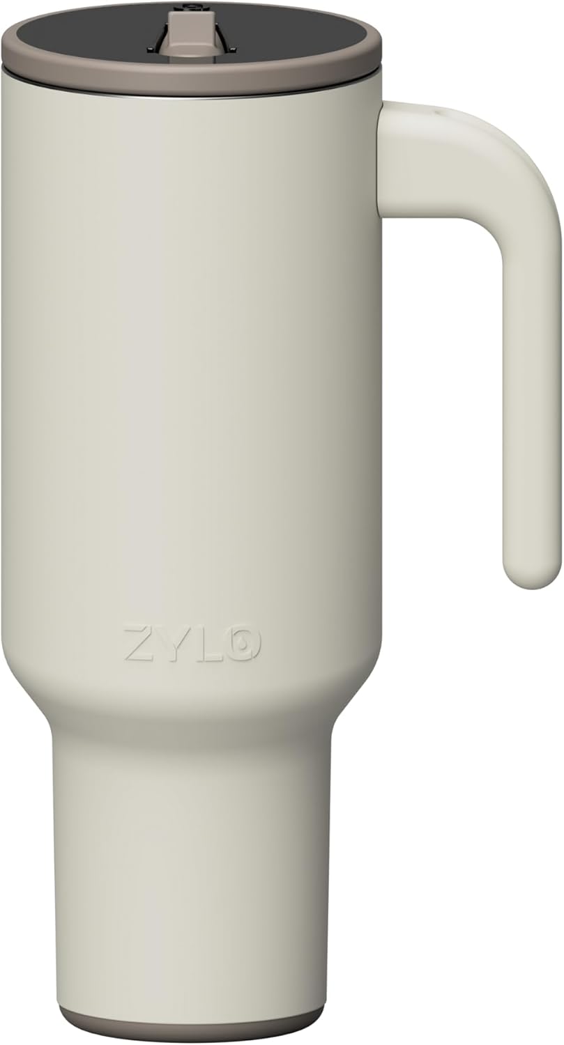 16oz Stainless Steel Tumbler Water Bottle - Spill-Proof Screw-On Lid, Insulated, Straw Compatible, BPA-Free - 12hr Hot/24hr Cold, Fits Cup Holders - Pink Algae