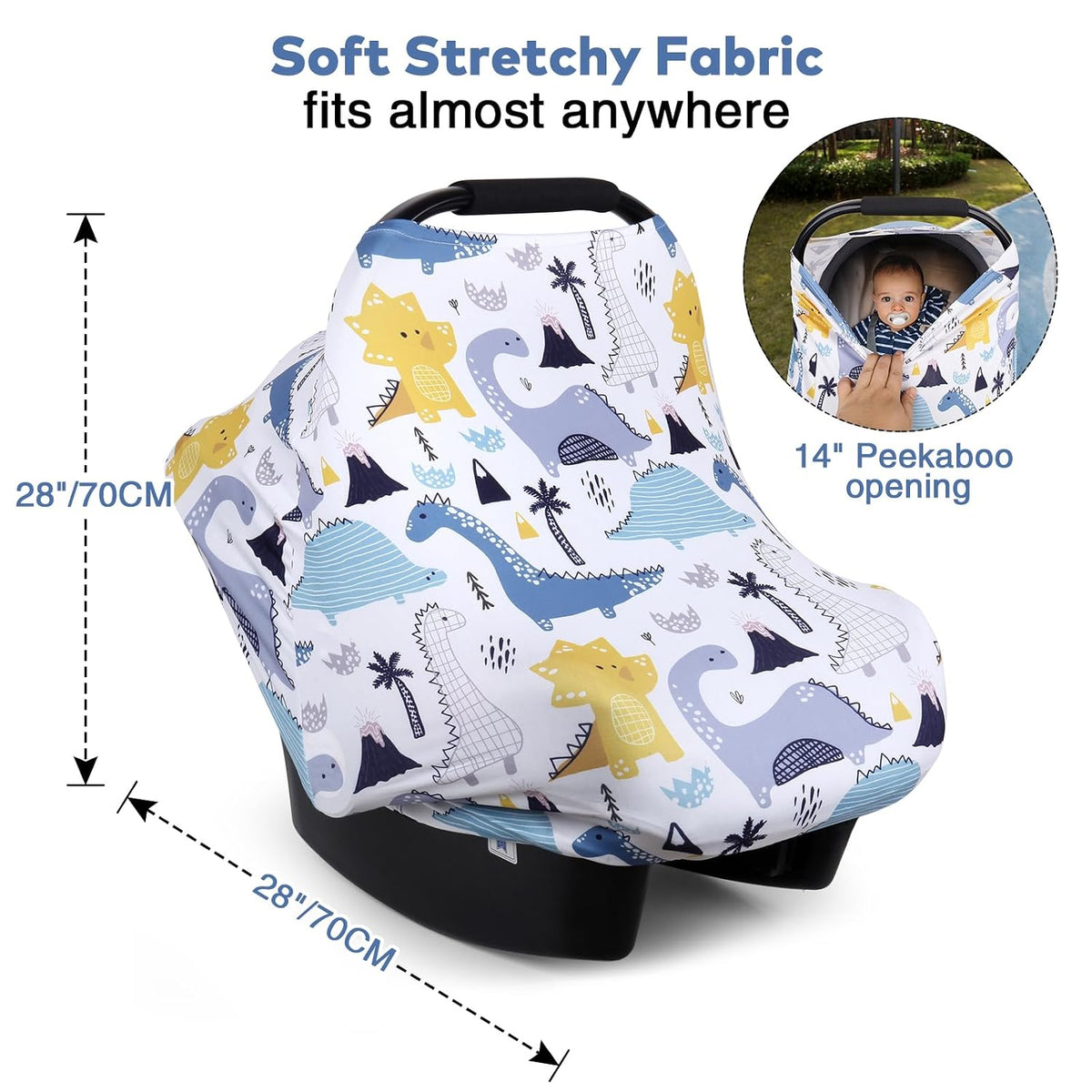 4-in-1 Baby Car Seat Canopy, Stretchy Nursing Breastfeeding Cover