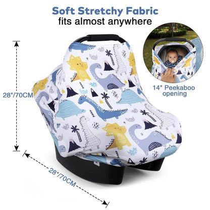 4-in-1 Baby Car Seat Canopy, Stretchy Nursing Breastfeeding Cover