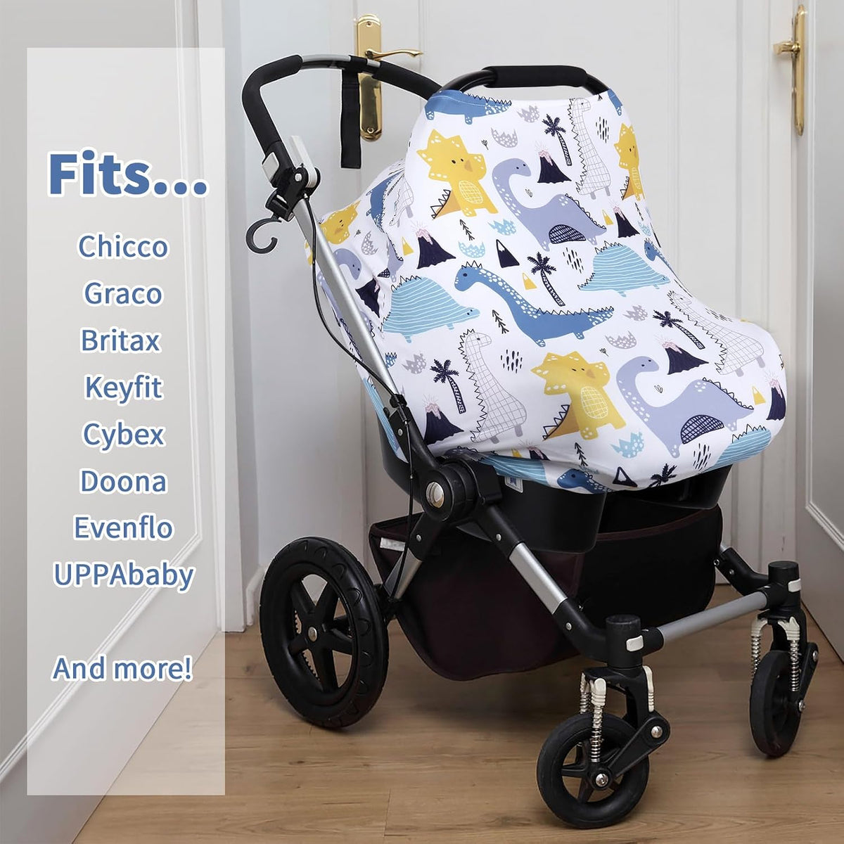 4-in-1 Baby Car Seat Canopy, Stretchy Nursing Breastfeeding Cover