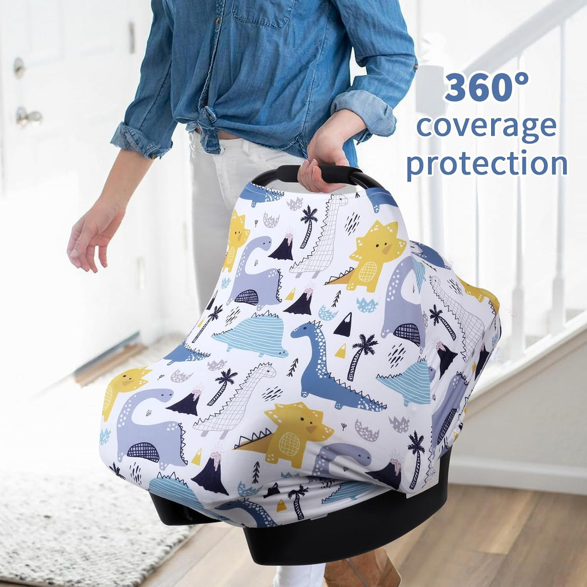 4-in-1 Baby Car Seat Canopy, Stretchy Nursing Breastfeeding Cover