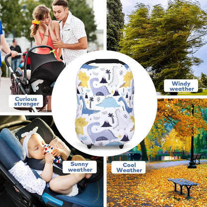 4-in-1 Baby Car Seat Canopy, Stretchy Nursing Breastfeeding Cover