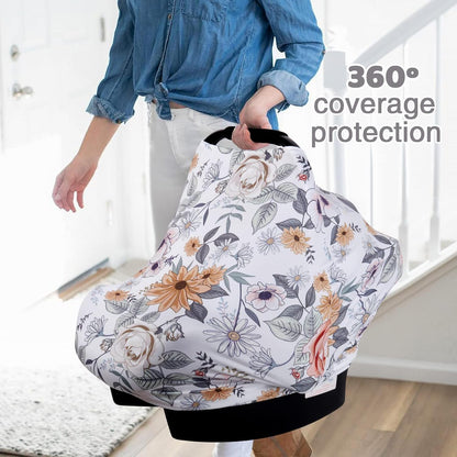 4-in-1 Baby Car Seat Canopy, Stretchy Nursing Breastfeeding Cover