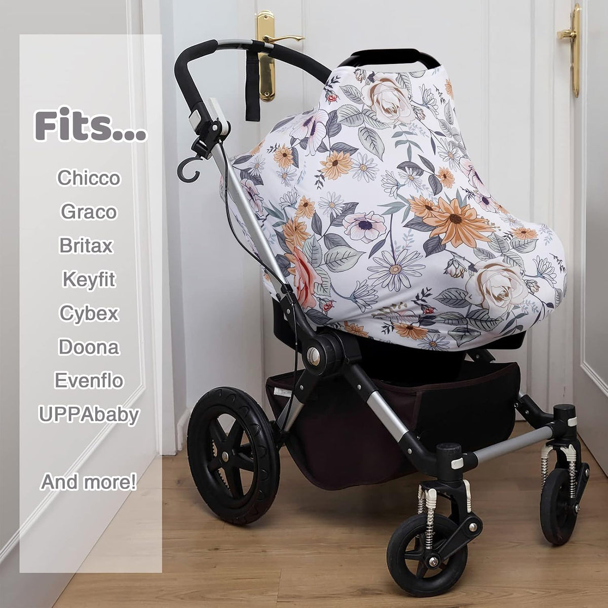 4-in-1 Baby Car Seat Canopy, Stretchy Nursing Breastfeeding Cover