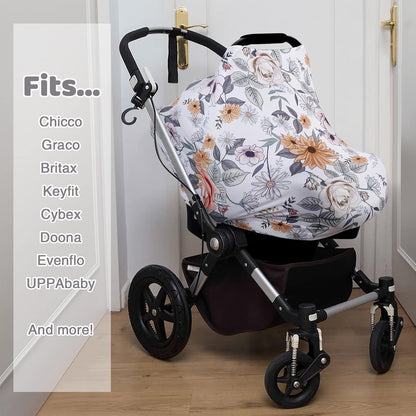 4-in-1 Baby Car Seat Canopy, Stretchy Nursing Breastfeeding Cover