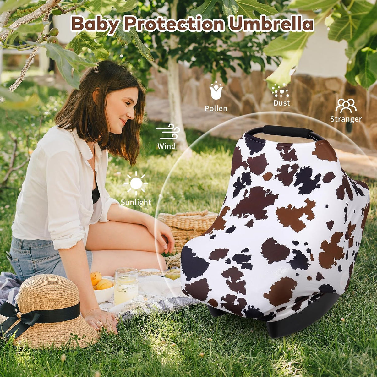 4-in-1 Baby Car Seat Canopy, Stretchy Nursing Breastfeeding Cover