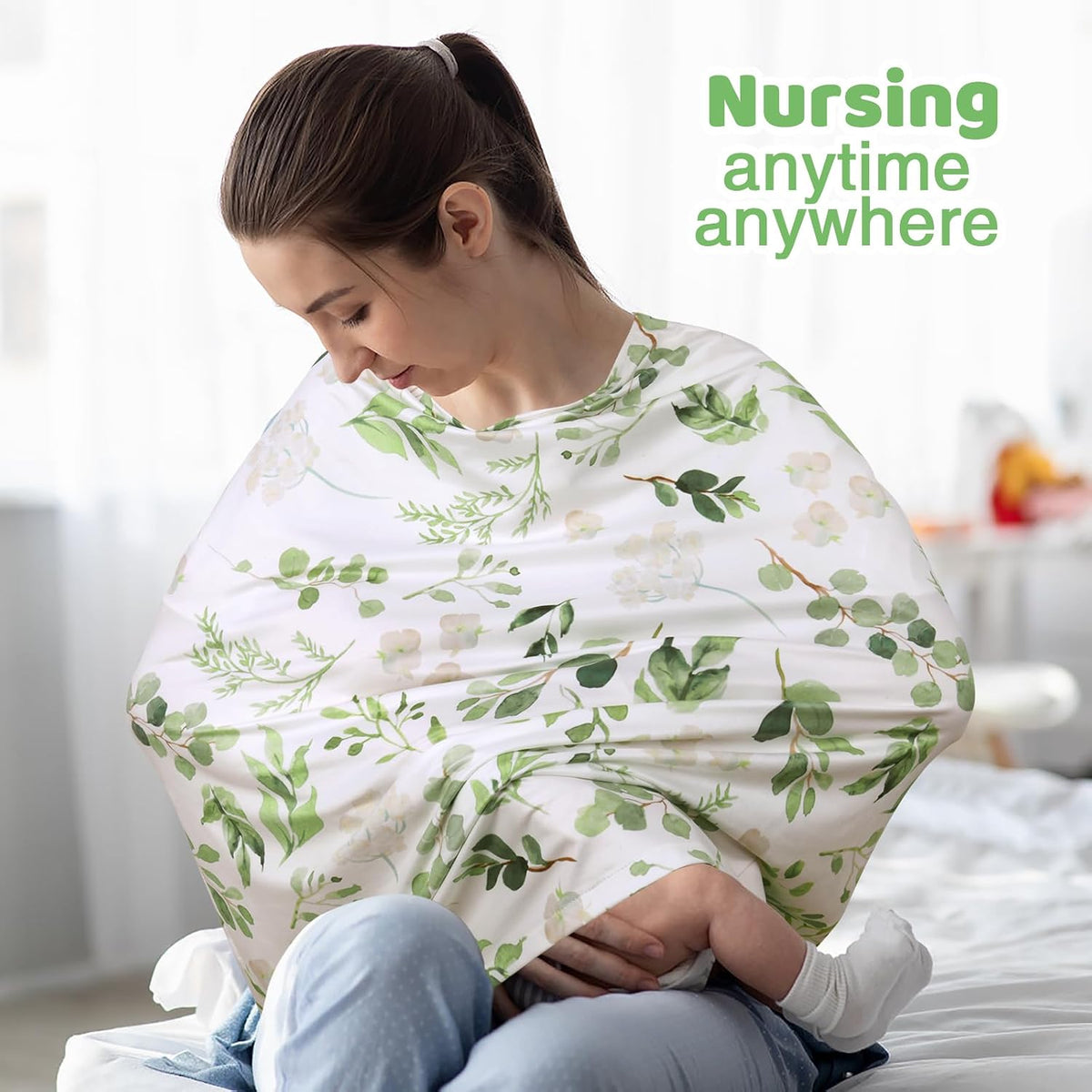 4-in-1 Baby Car Seat Canopy, Stretchy Nursing Breastfeeding Cover