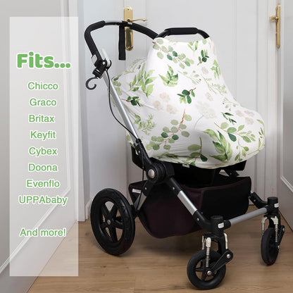 4-in-1 Baby Car Seat Canopy, Stretchy Nursing Breastfeeding Cover