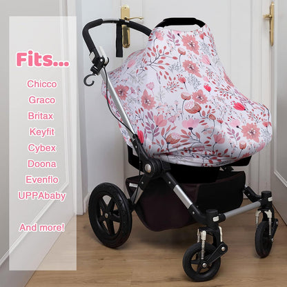 4-in-1 Baby Car Seat Canopy, Stretchy Nursing Breastfeeding Cover