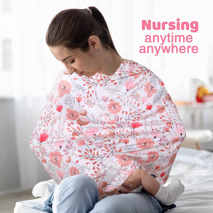 4-in-1 Baby Car Seat Canopy, Stretchy Nursing Breastfeeding Cover