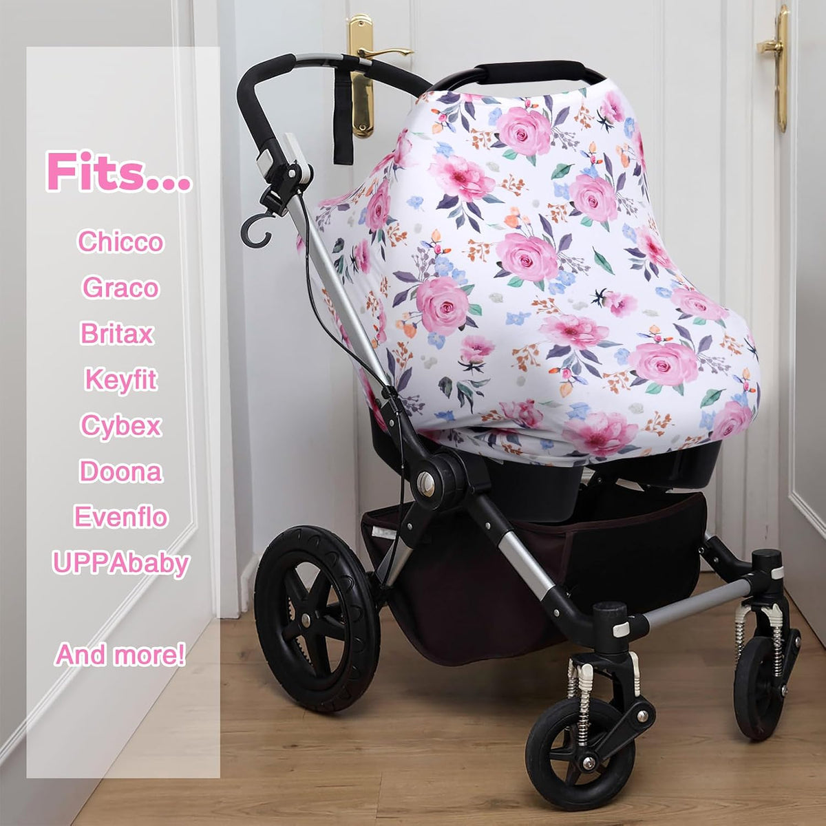 4-in-1 Baby Car Seat Canopy, Stretchy Nursing Breastfeeding Cover