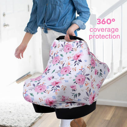 4-in-1 Baby Car Seat Canopy, Stretchy Nursing Breastfeeding Cover