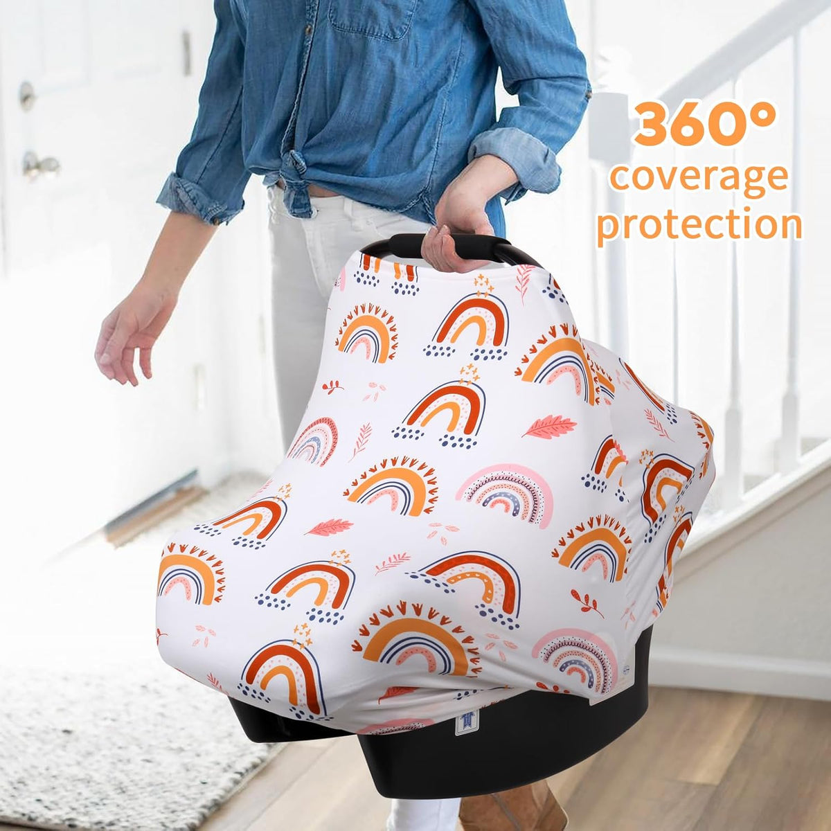 4-in-1 Baby Car Seat Canopy, Stretchy Nursing Breastfeeding Cover