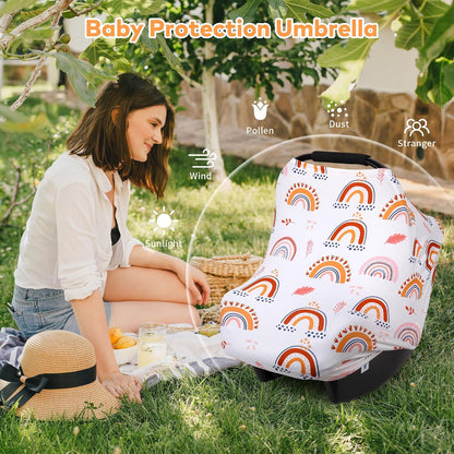 4-in-1 Baby Car Seat Canopy, Stretchy Nursing Breastfeeding Cover