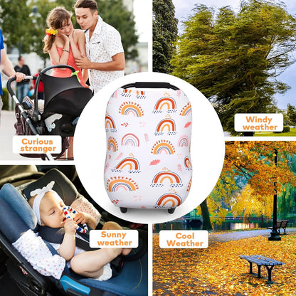 4-in-1 Baby Car Seat Canopy, Stretchy Nursing Breastfeeding Cover