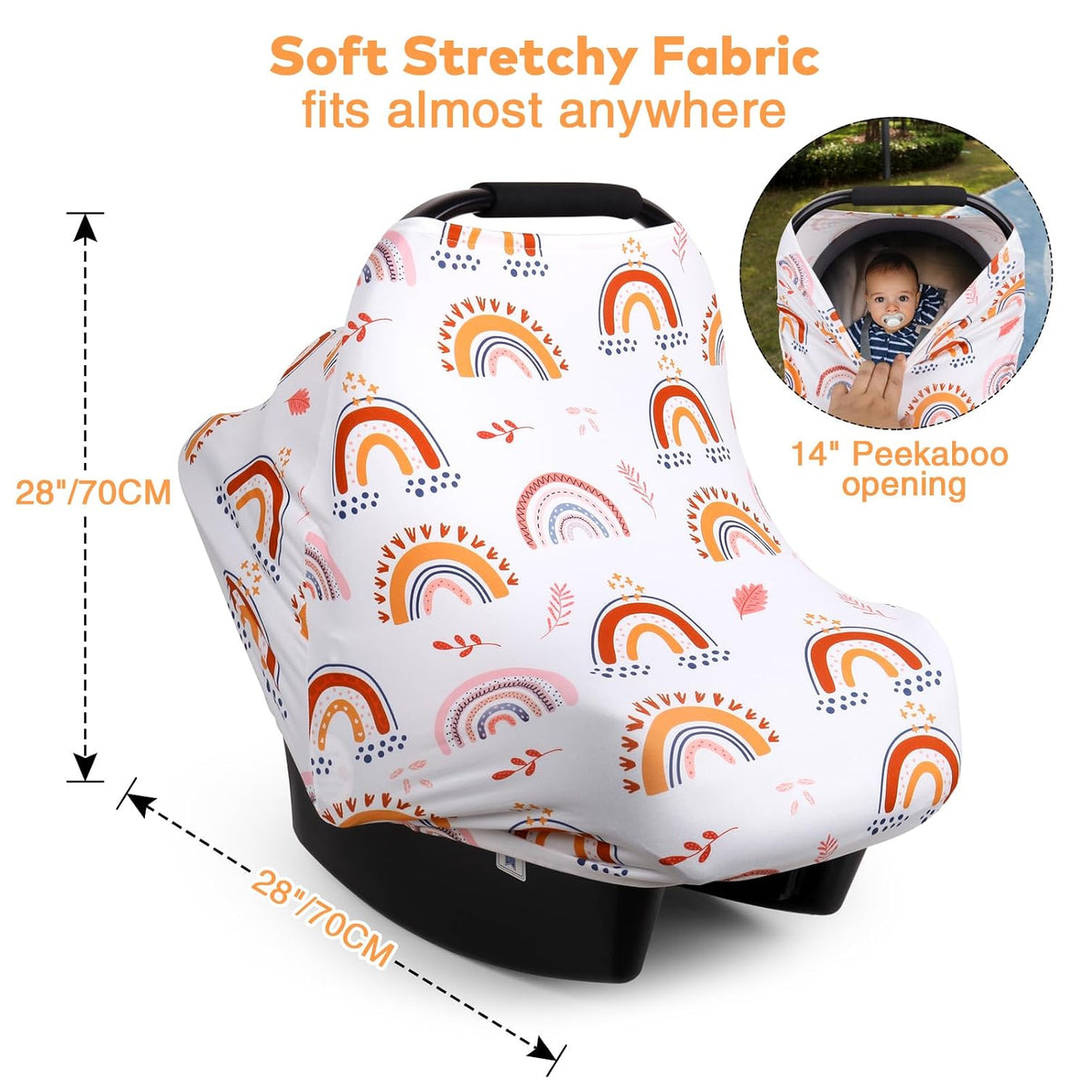 4-in-1 Baby Car Seat Canopy, Stretchy Nursing Breastfeeding Cover