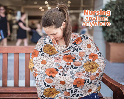 4-in-1 Baby Car Seat Canopy, Stretchy Nursing Breastfeeding Cover
