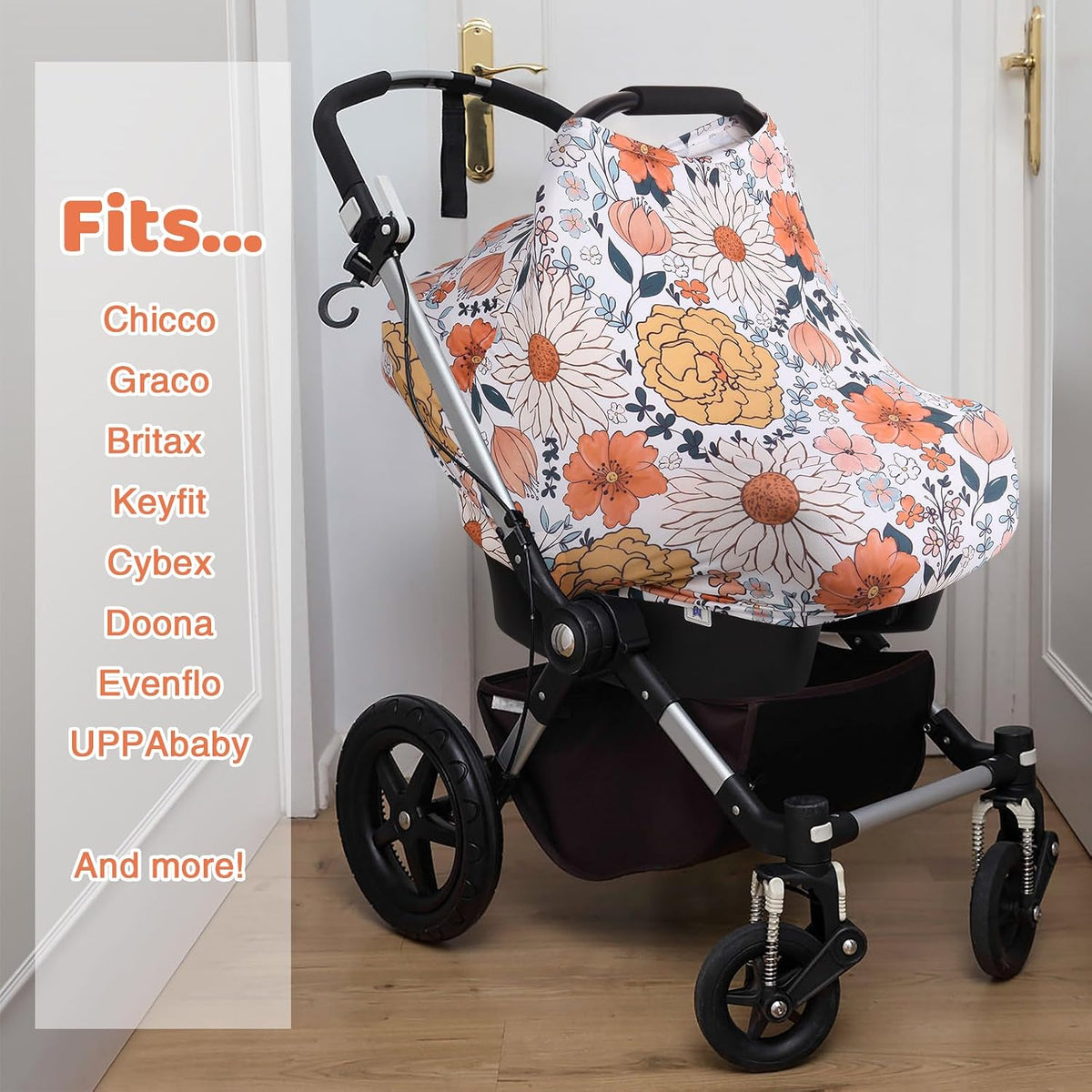 4-in-1 Baby Car Seat Canopy, Stretchy Nursing Breastfeeding Cover