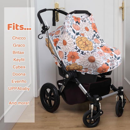 4-in-1 Baby Car Seat Canopy, Stretchy Nursing Breastfeeding Cover